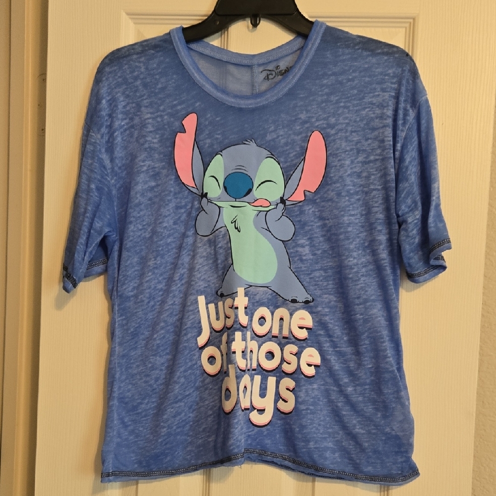 Disney Womens Blue Stitch Graphic Tee
